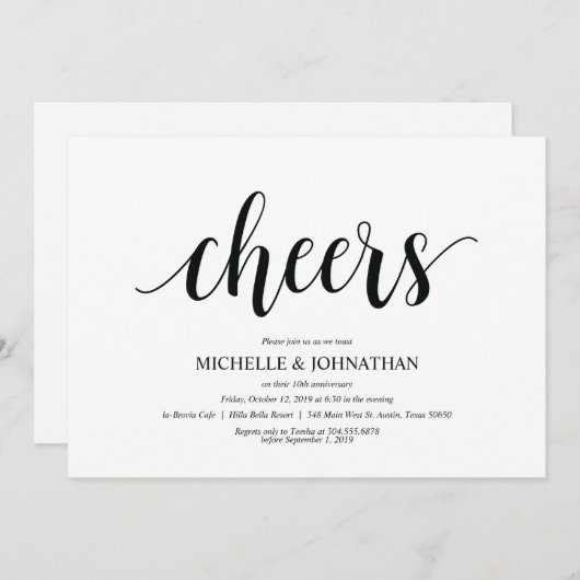 おめでとう、結婚記念日お祝いの招待状 招待状 (正面/裏面)