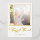 おめでとう！ 結婚記念　優雅なカリグラフィー写真 箔シーズンカード (正面)