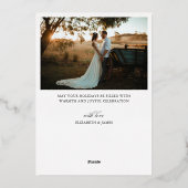 おめでとう！ 結婚記念　優雅なカリグラフィー写真 箔シーズンカード (裏面)