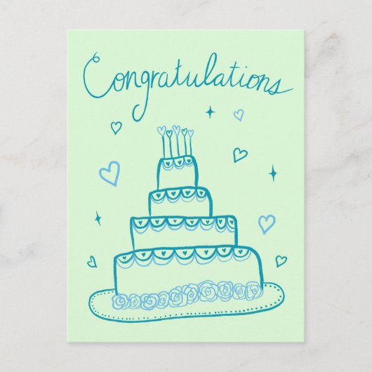おめでとう　結婚　婚約　スケッチ　落書き ポストカード (正面)