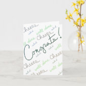 おめでとう！（緑/白の内側） カード (黄色い花)