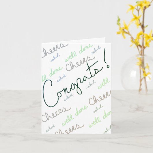 おめでとう!(緑・空白のインテリア) カード (黄色い花)