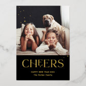 おめでとう | 装飾的なテキスト お正月 フォト 箔シーズンカード (正面)