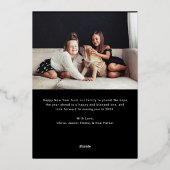 おめでとう | 装飾的なテキスト お正月 フォト 箔シーズンカード (裏面)