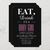 おめでとう、赤ちゃんは女の子です！出産報告 招待状 (正面/裏面)