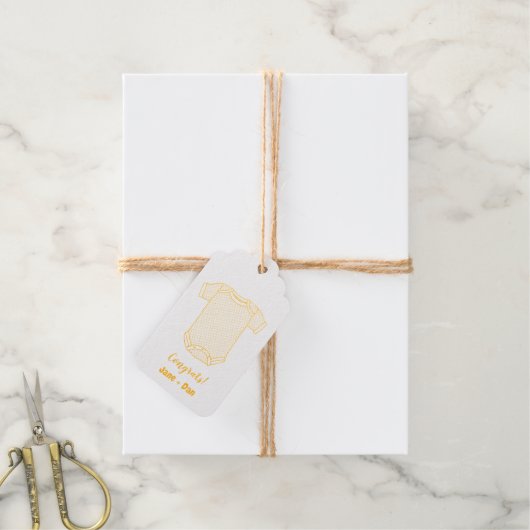 おめでとう!（赤ちゃんシャワークロス） ギフトタグ (麻糸付属)