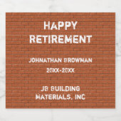 おめでとう!赤レンガ建設の退職者 ビールラベル (シングルラベル)