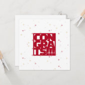 おめでとう（赤） カード (正面/裏面インサイチュ)