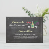 おめでとう！退職パーティーのチョークボードワインボトル招待状 招待状 (スタンド正面)