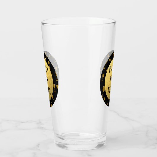 おめでとう！金ゴールドと黒エレガント タンブラーグラス (左)