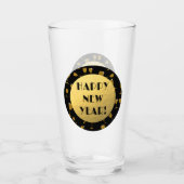 おめでとう!金ゴールドと黒エレガント タンブラーグラス (正面)