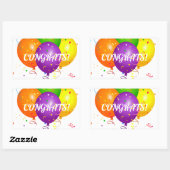 おめでとう 長方形シール (シート)