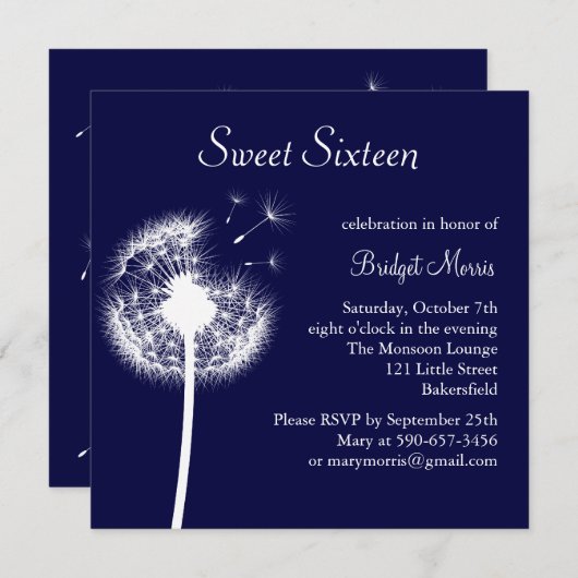 おめでとう！（青） 招待状 (正面/裏面)