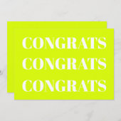 おめでとう 黄緑 緑 白 現代のカード (正面/裏面)