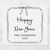 おめでとう！黒パーソナライズされたとホワイトボウ スパークリングワインラベル (シングルラベル)