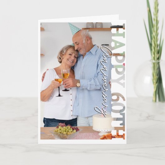 おめでとう！６０周年結婚記念日 フォトカード サンキューカード (正面)