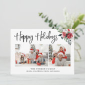 おめでとう | 2枚の写真と水彩フローラ シーズンカード (スタンド正面)