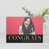 おめでとう! 2枚の写真を使った卒業パーティー 招待状 (スタンド正面)