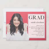 おめでとう! 2枚の写真を使った卒業パーティー 招待状 (裏面)