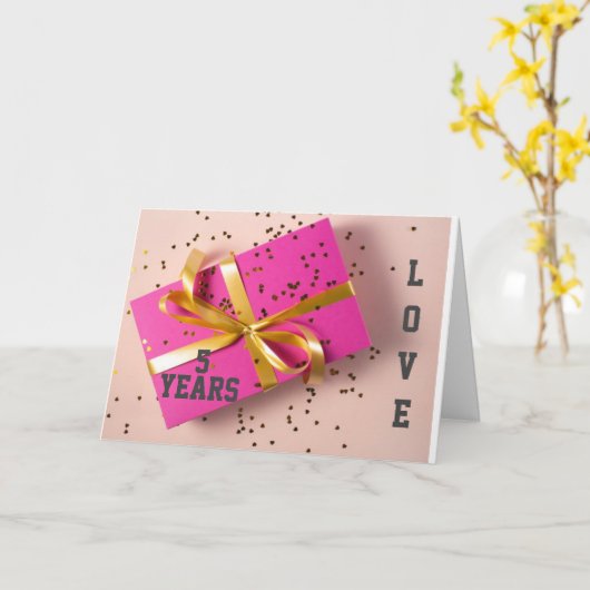 おめでとう**5周年**妻または夫のカード カード (黄色い花)