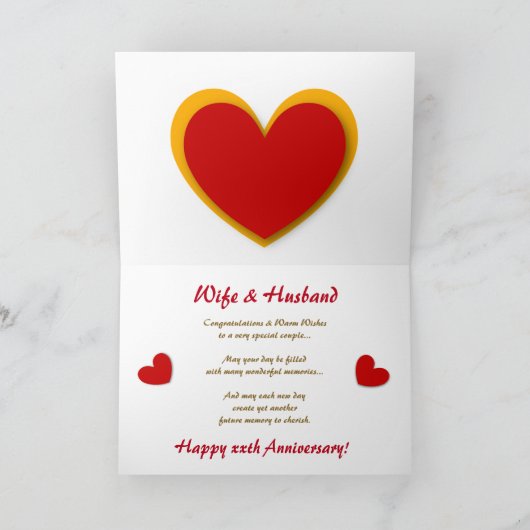 おめでとう！6周年結婚記念日ゴールドシェブロンB06 カード (内部)