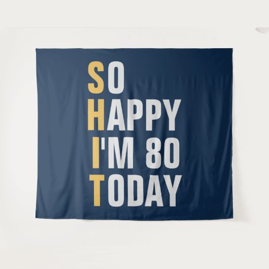 おめでとう！80歳の誕生日 バックドロップ バナー タペストリー (正面(横))