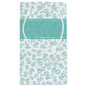 おめでとう！80歳 ティール/白 ランダムナンバーパターン スモールペーパーバッグ (裏面)