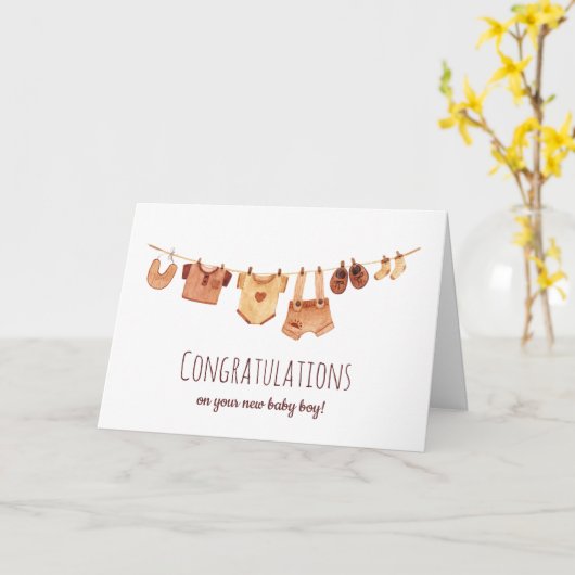 おめでとう – Boho Baby Clothes カード (黄色い花)