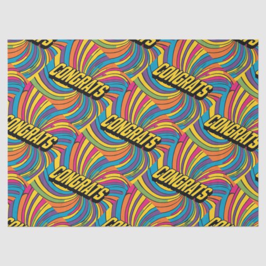 "おめでとう" Groovy Wrapping紙 薄葉紙 (正面)