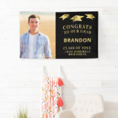 おめでとうGRADキャップトスフォトブラック金ゴールド 横断幕 (インサイチュ)