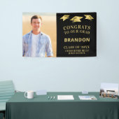 おめでとうGRADキャップトスフォトブラック金ゴールド 横断幕 (トレードショー)