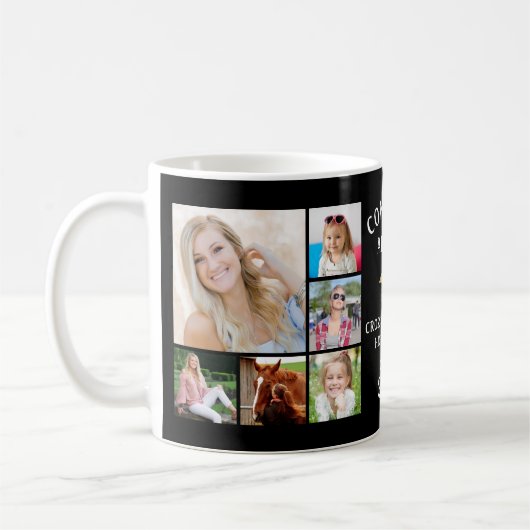 おめでとうGRAD 12フォトコラージュ金ゴールドキャップ コーヒーマグカップ (左)