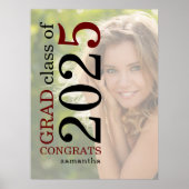 おめでとうGrad 2023フォトオーバーレイブルゴーニュブラック ポスター (正面)