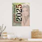 おめでとうGrad 2023フォトオーバーレイブルゴーニュブラック ポスター (キッチン)