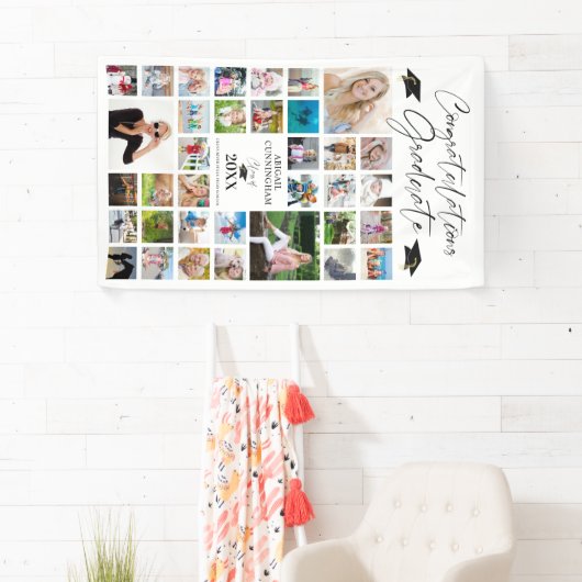 おめでとうGrad 35フォトコラージスクリプトパーソナライズされた 横断幕 (インサイチュ)