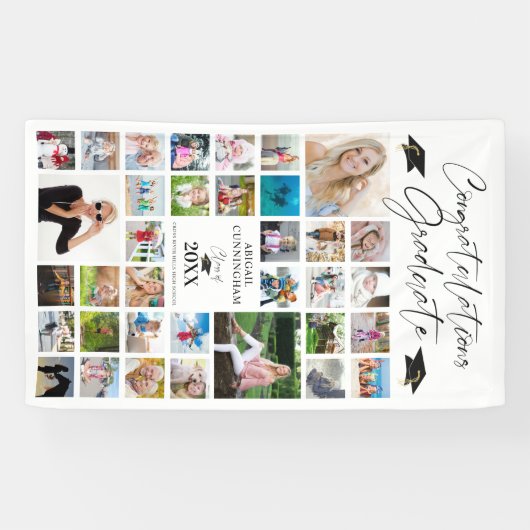 おめでとうGrad 35フォトコラージスクリプトパーソナライズされた 横断幕 (横)