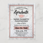 おめでとうGrad MarbleとPink日付写真を保存 案内ポストカード (正面)