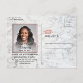 おめでとうGrad MarbleとPink日付写真を保存 案内ポストカード (裏面)