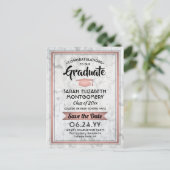 おめでとうGrad MarbleとPink日付写真を保存 案内ポストカード (スタンド正面)