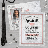 おめでとうGrad MarbleとPink日付写真を保存 案内ポストカード