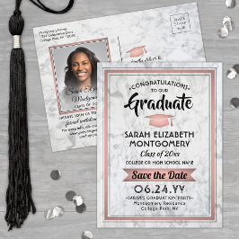 おめでとうGrad MarbleとPink日付写真を保存 案内ポストカード