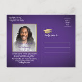 おめでとうGrad Purpleと金ゴールド日付写真を保存 案内ポストカード (裏面)