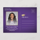 おめでとうGrad Purpleと金ゴールド日付写真を保存 案内ポストカード (裏面)