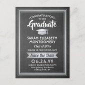 おめでとうGraduate Chalkboard日付写真を保存 案内ポストカード (正面)