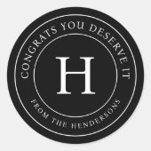 おめでとうItファミリーモノグラムモダンに値する ラウンドシール (正面)