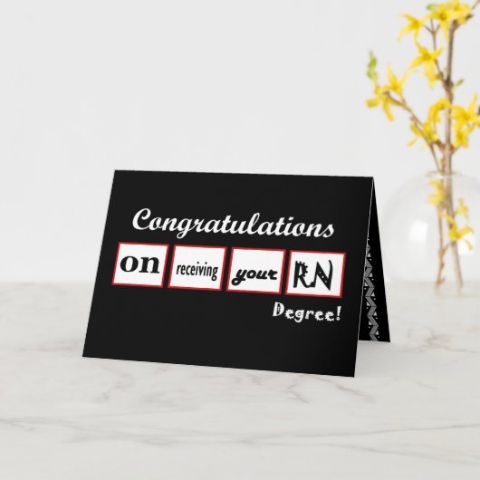 おめでとうRN -名前をカスタムする(正方形付き) カード (黄色い花)