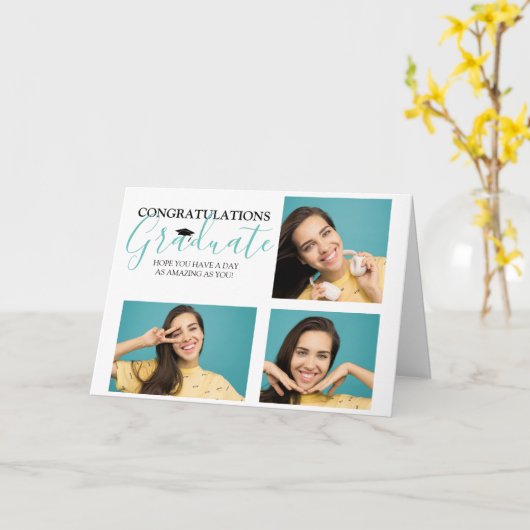 おめでとモダンう大学院写真カード カード (黄色い花)