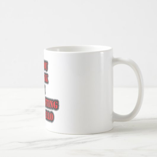 おもしし考えて面白いハロー コーヒーマグカップ (右)
