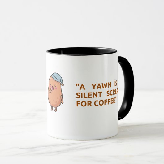 おもしろあくびデザインのトレンディー マグカップ (正面右)