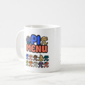 おもしろいπメニュー コーヒーマグ - 数学好きへのギフト コーヒーマグカップ (正面左)